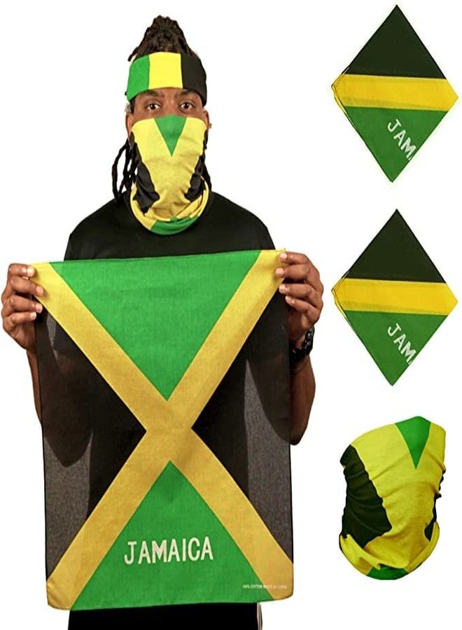 SUNRIBE Jamaica Flag Bandana Rasta Headwrap for Men & Women - Caribbean Pride Scarf, Headband, Festival Accessory, Reggae Colors, Multi-Way Wear for Carnival, Parties & Travel - Image 4